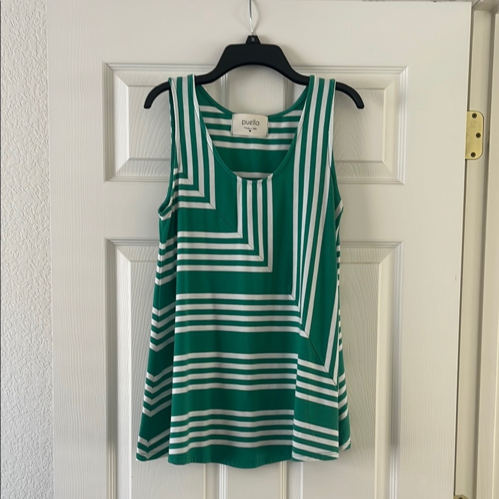 Puella Green Striped Scoopneck tank